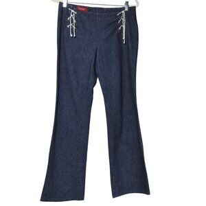 VTG ESPRIT Y2K 90s SAILOR NAUTICAL Lace Up Boho Hippie Festival Blue Jeans 7/8
